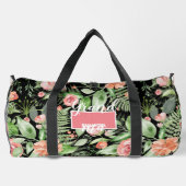 フローラパーソナライズされたおばあちゃんの母の日ブラック ダッフルバッグ (裏面)