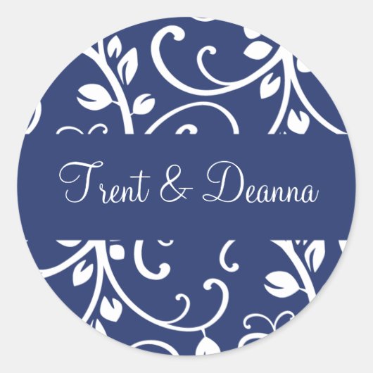 フローラパーソナライズされたつる植物封筒印鑑 ラウンドシール (正面)