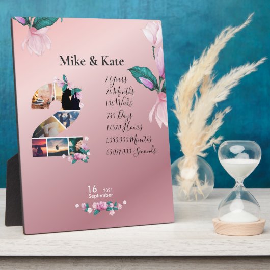 フローラパーソナライズされたとコラージュ フォトプラーク (側面)