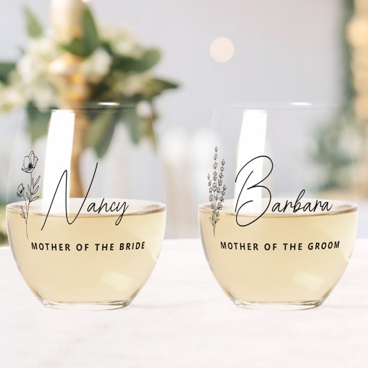 フローラパーソナライズされたの母 ステムなしワイングラス