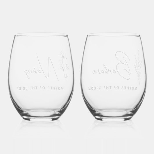フローラパーソナライズされたの母 ステムなしワイングラス (裏面)
