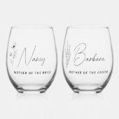 フローラパーソナライズされたの母 ステムなしワイングラス (正面)
