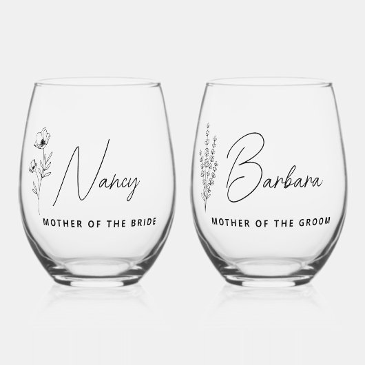フローラパーソナライズされたの母 ステムなしワイングラス (正面)