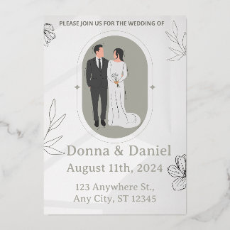 フローラパーソナライズされたの結婚式の招待、かわいい結婚 箔招待状