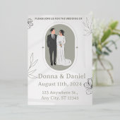 フローラパーソナライズされたの結婚式の招待、かわいい結婚 箔招待状 (立ち正面)