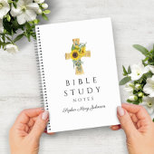 フローラパーソナライズされたひまわり宗教十字架 ノートブック