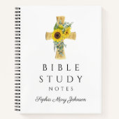 フローラパーソナライズされたひまわり宗教十字架 ノートブック (正面)