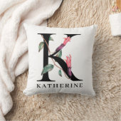 フローラパーソナライズされたアルファベットKモノグラム クッション (ブランケット)