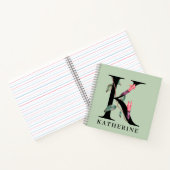 フローラパーソナライズされたアルファベットKモノグラム ノートブック (内部)