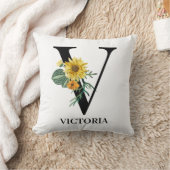 フローラパーソナライズされたアルファベットVモノグラム クッション (ブランケット)