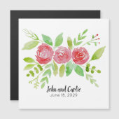 フローラパーソナライズされたウェディングパーティーの好意マグネット (正面/裏面)