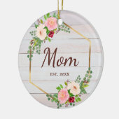 フローラパーソナライズされたウッド新しい母が設立 セラミックオーナメント (左)