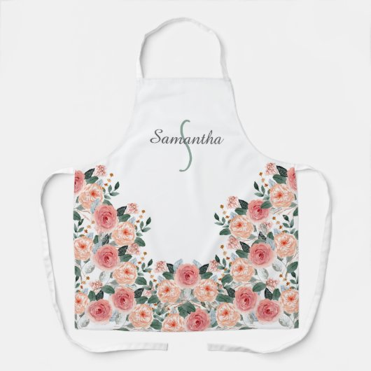 フローラパーソナライズされたエプロン – 名前をカスタムするギフト エプロン (正面)