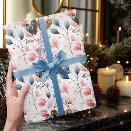 フローラパーソナライズされたエレガンス（写真と名前） ラッピングペーパー