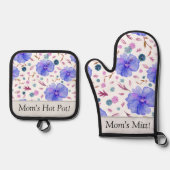 フローラパーソナライズされたオーブンミット&ポットホルダーセット 鍋つかみ&鍋敷きセット (正面)