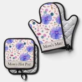 フローラパーソナライズされたオーブンミット&ポットホルダーセット 鍋つかみ&鍋敷きセット