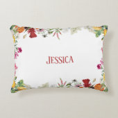 フローラパーソナライズされたガーデンカラフルフラワー アクセントクッション (正面)