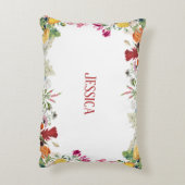 フローラパーソナライズされたガーデンカラフルフラワー アクセントクッション (裏面(縦))