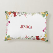 フローラパーソナライズされたガーデンカラフルフラワー アクセントクッション (裏面)