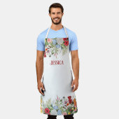 フローラパーソナライズされたガーデンカラフルフラワー エプロン (着用した状態)