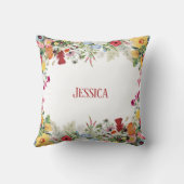 フローラパーソナライズされたガーデンカラフルフラワー クッション (裏面)