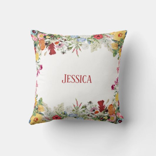 フローラパーソナライズされたガーデンカラフルフラワー クッション (裏面)