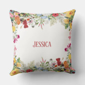 フローラパーソナライズされたガーデンカラフルフラワー クッション (裏面)