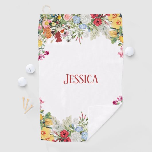 フローラパーソナライズされたガーデンカラフルフラワー ゴルフタオル (インサイチュ)