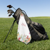 フローラパーソナライズされたガーデンカラフルフラワー ゴルフタオル (グリーン)