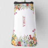 フローラパーソナライズされたガーデンカラフルフラワー ゴルフヘッドカバー (回転90)