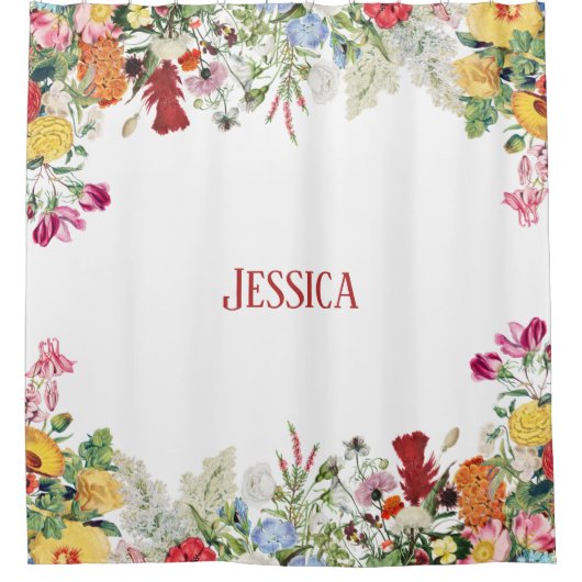 フローラパーソナライズされたガーデンカラフルフラワー シャワーカーテン (正面)