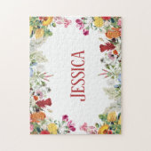 フローラパーソナライズされたガーデンカラフルフラワー ジグソーパズル (縦)