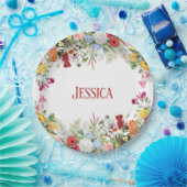 フローラパーソナライズされたガーデンカラフルフラワー ペーパープレート (パーティー)