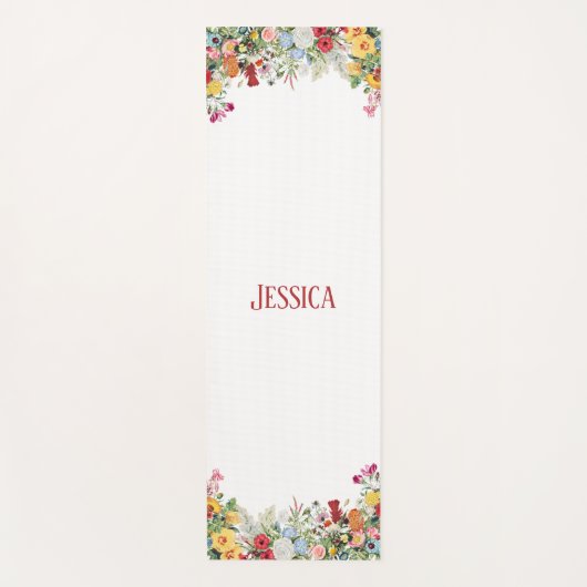 フローラパーソナライズされたガーデンカラフルフラワー ヨガマット (正面)