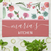 フローラパーソナライズされたキッチンタオル – 名前をカスタムする キッチンタオル (折り畳み)