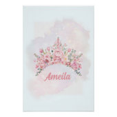 フローラパーソナライズされたクラウン、子供部屋芸術 ポスター (正面)