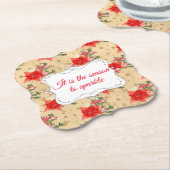 フローラパーソナライズされたクリスマスパターン ペーパーコースター (アングル)