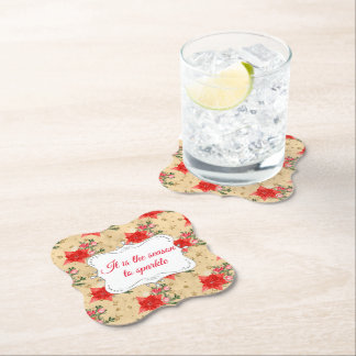 フローラパーソナライズされたクリスマスパターン ペーパーコースター