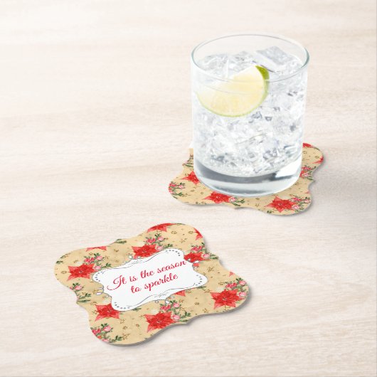 フローラパーソナライズされたクリスマスパターン ペーパーコースター (インサイチュ)