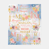 フローラパーソナライズされたコラージュ名 フリースブランケット (正面)