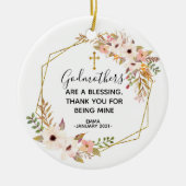 フローラパーソナライズされたゴッドマザークリスマスの装飾 セラミックオーナメント (正面)