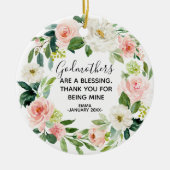 フローラパーソナライズされたゴッドマザークリスマスの装飾 セラミックオーナメント (正面)