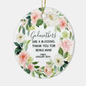 フローラパーソナライズされたゴッドマザークリスマスの装飾 セラミックオーナメント (左)