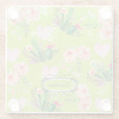 フローラパーソナライズされたサボテンの水色 ガラスコースター (裏面)