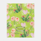 フローラパーソナライズされたサボテン緑 フリースブランケット (正面)