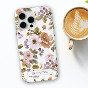 フローラパーソナライズされたシックな花の植物名 iPhone 15 PRO MAXケース