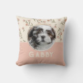 フローラパーソナライズされたシャビーなシック写真 クッション (正面)