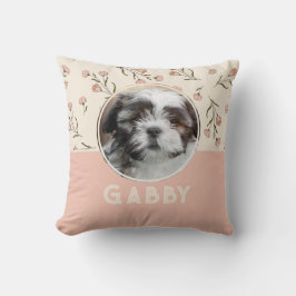 フローラパーソナライズされたシャビーなシック写真 クッション