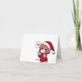 フローラパーソナライズされたスクリスマスツリーかわいいガールサンタ サンキューカード (裏面)