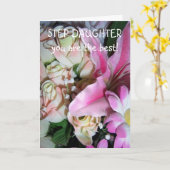 フローラパーソナライズされたステップドーター誕生日 カード (黄色い花)
